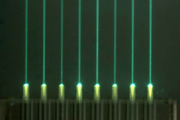 microlenses collimating light from fiber array